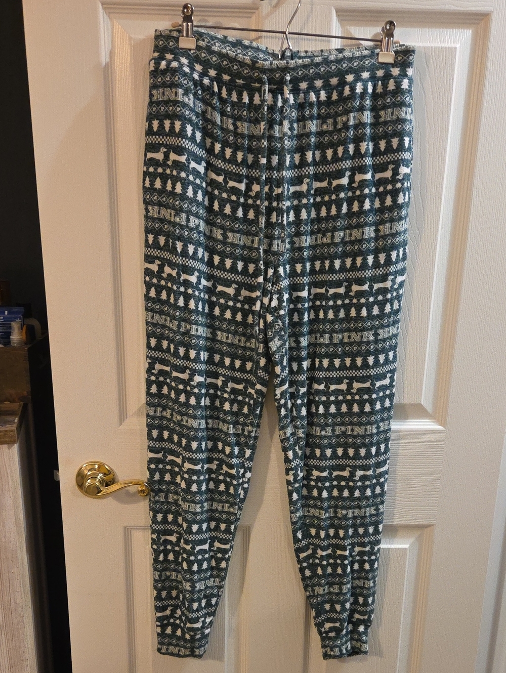 PINK Victoria's Secret Teal & White Fair Isle Sleep Joggers